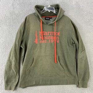 Marmot Hoodie Mens XL Green Mountain Est 1974 Pullover Sweatshirt Outdoor Hiking